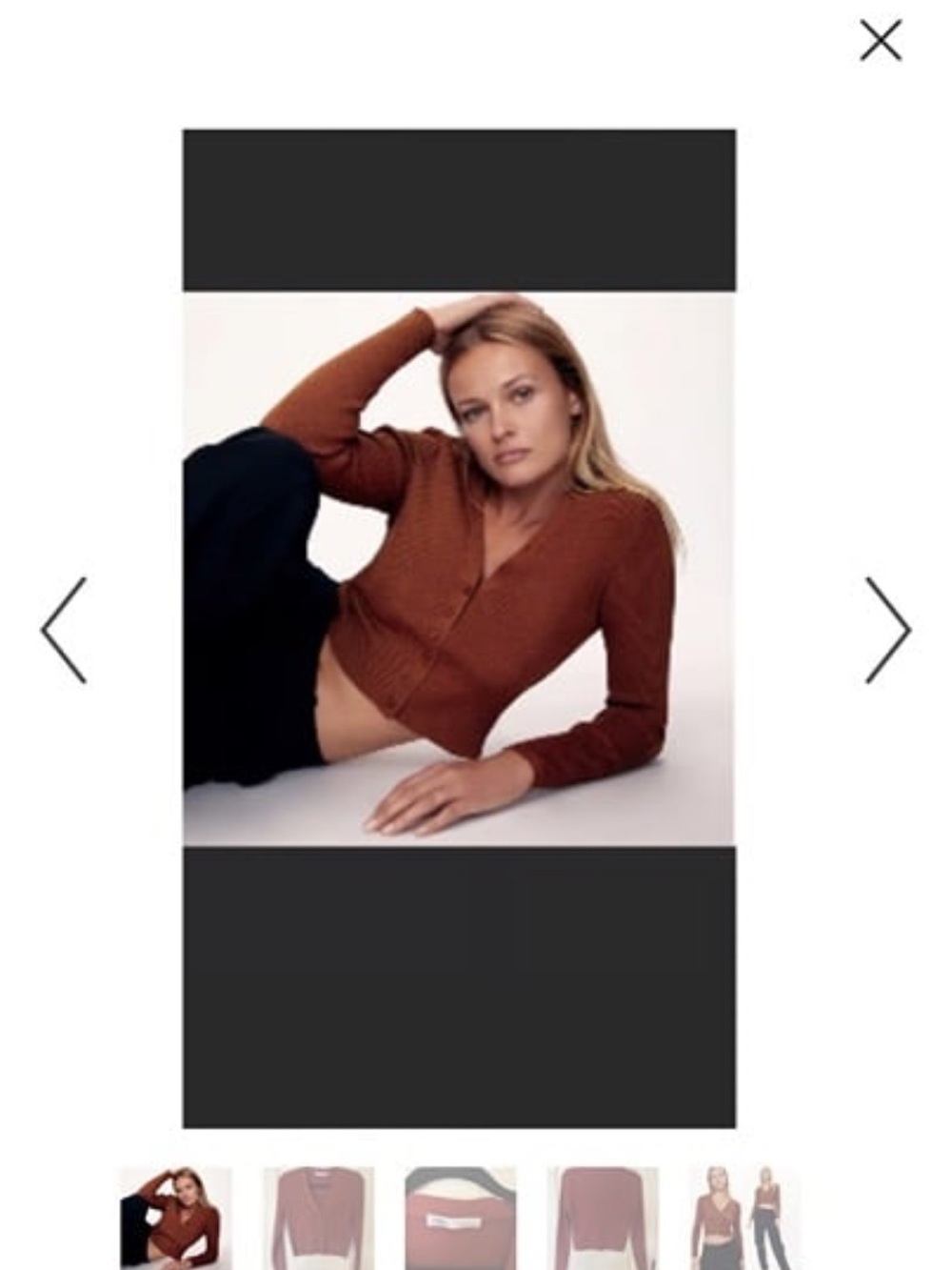 Zara Cropped Rib-Knit Cardigan - Dark Earth Red Color